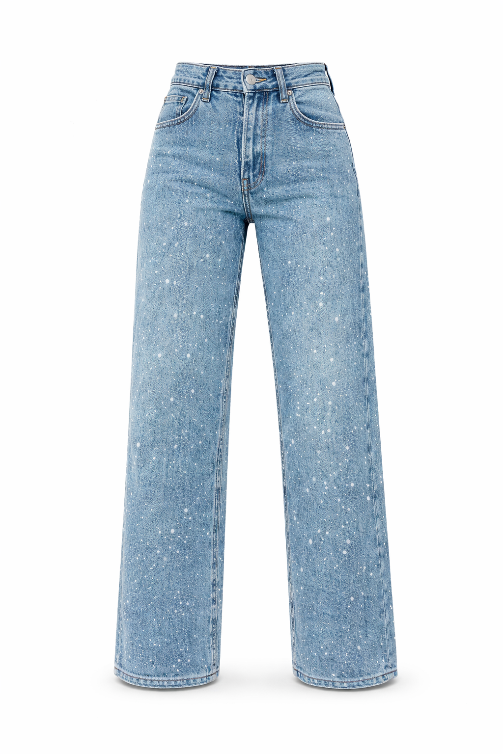 Rechte High Waist Jeans met Subtiele Glitterdetails – Elvira