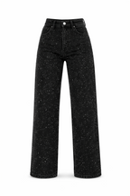 Rechte High Waist Jeans met Subtiele Glitterdetails – Elvira