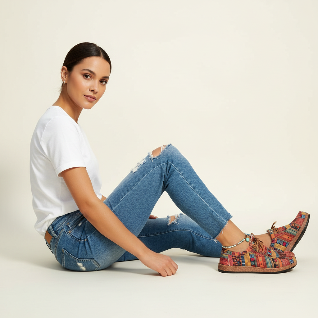 Sneakers rood zittend zijaanzicht Yuna