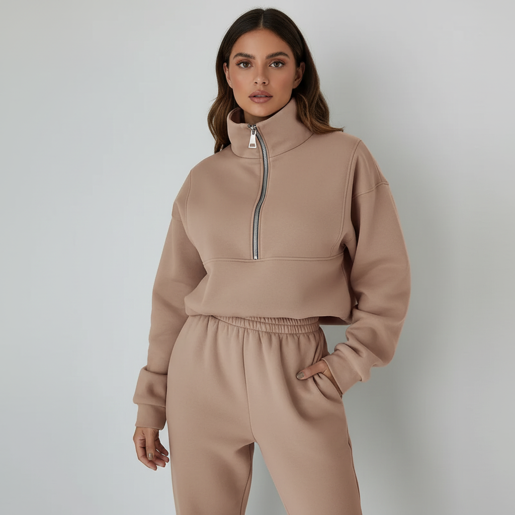Sportieve set khaki vooraanzicht Kirsten