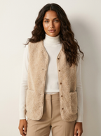 Teddy gilet beige vooraanzicht Hedy
