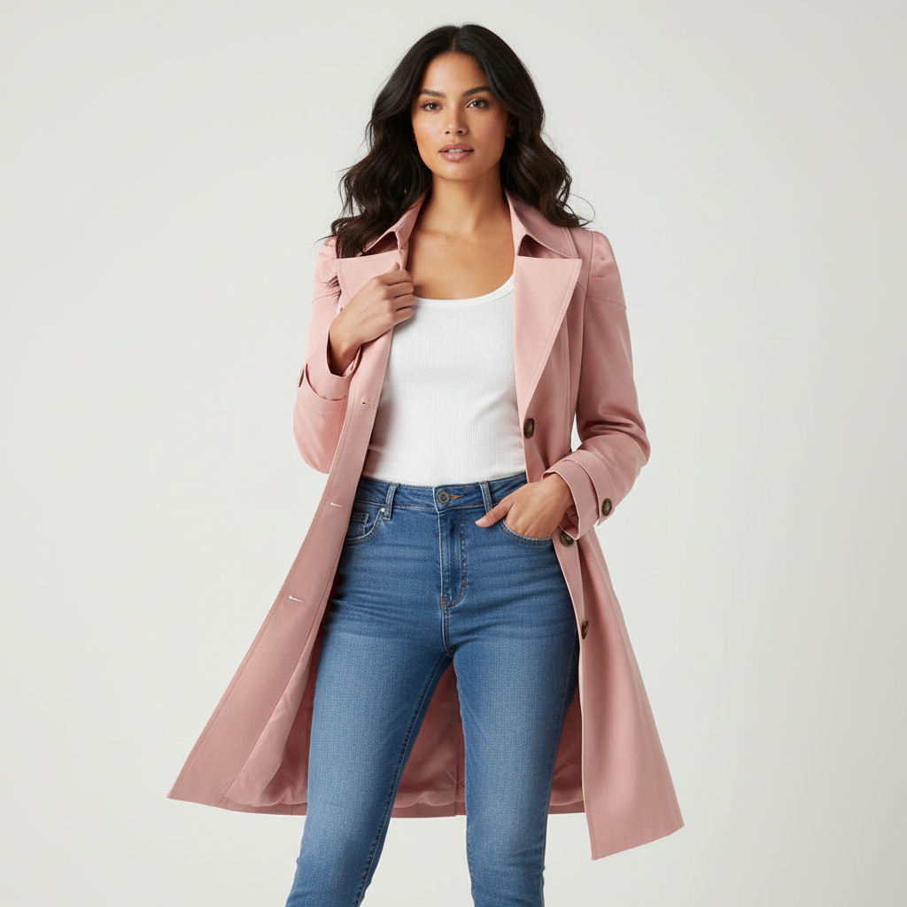 Trenchcoat roze vooraanzicht Naomi