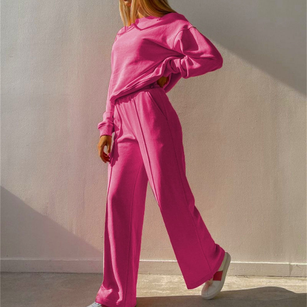 Tweedelige joggingset roze zijaanzicht Lynn