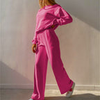 Tweedelige joggingset roze zijaanzicht Lynn
