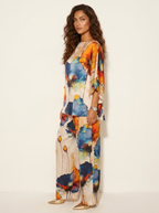 Tweedelige set blauw zijaanzicht Bloem
