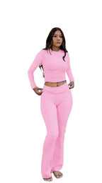 Tweedelige set roze vooraanzicht detail Emma
