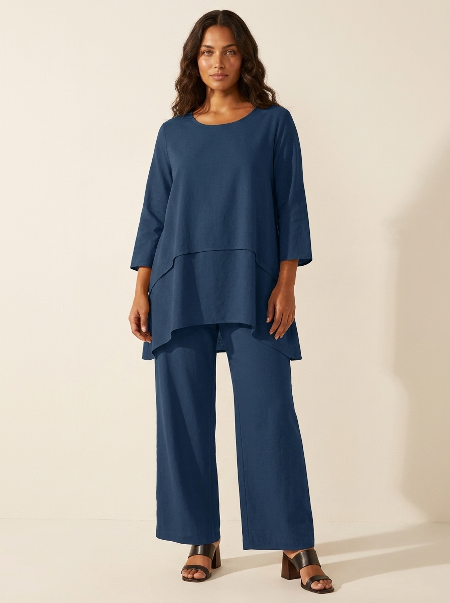 Tweedelige set blauw vooraanzicht Mila