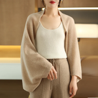 Vest met sjaal beige vooraanzicht detail Liva