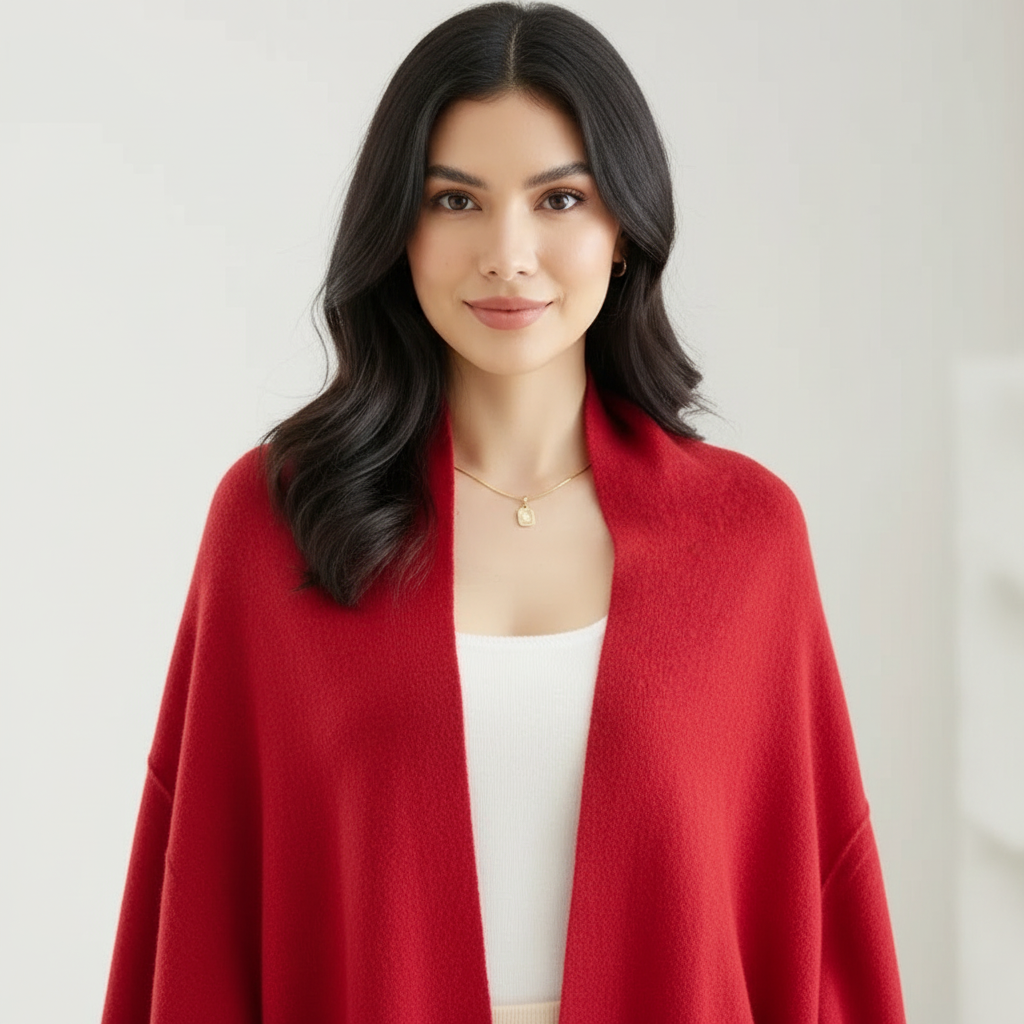 Vest met sjaal rood vooraanzicht Liva
