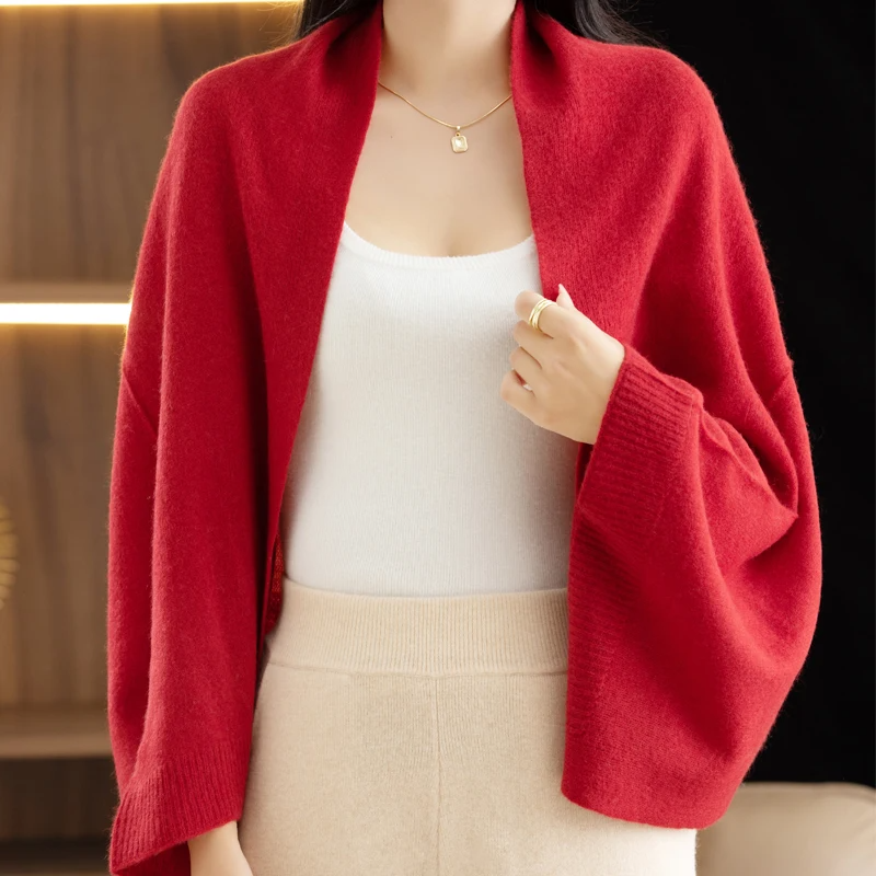 Vest met sjaal rood vooraanzicht detail Liva